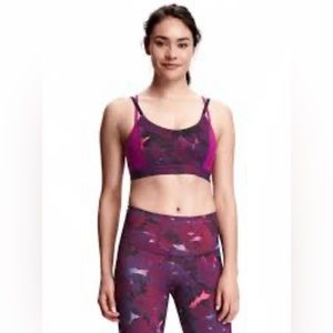 Old Navy Pink/Purple Patterned Light Support Strappy-back Sports Bra Size Medium